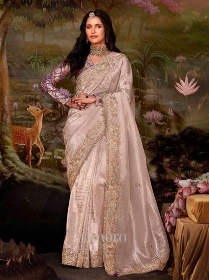 Light Pink Tissue Silk Saree