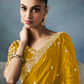 Yellow Tissue Embroidered Fancy Heavy Border Saree