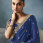 Navy Blue Tissue Embroidered Fancy Heavy Border Saree