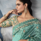Sea Green Tissue Embroidered Fancy Heavy Border Saree