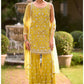 Zivae Chiffon Elegant embroidered Sharara Set in Yellow
