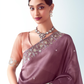Dusty Rose Silk Saree with Zari & Sequins Work and Light Pink Silk Blouse