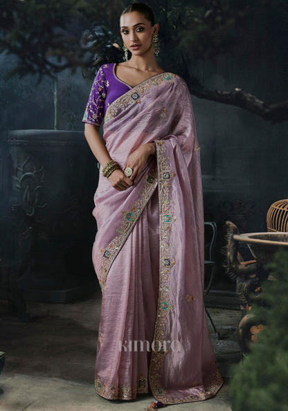 Elara Tissue Silk Saree Purple