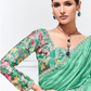 GREEN SILK SAREE WITH FLORAL BLOUSE – A PERFECT BLEND OF GRACE & ELEGANCE - Kimora.in