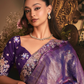 Purple Fancy Fabric Saree with Heavy Border Embroidery and Matching Blouse