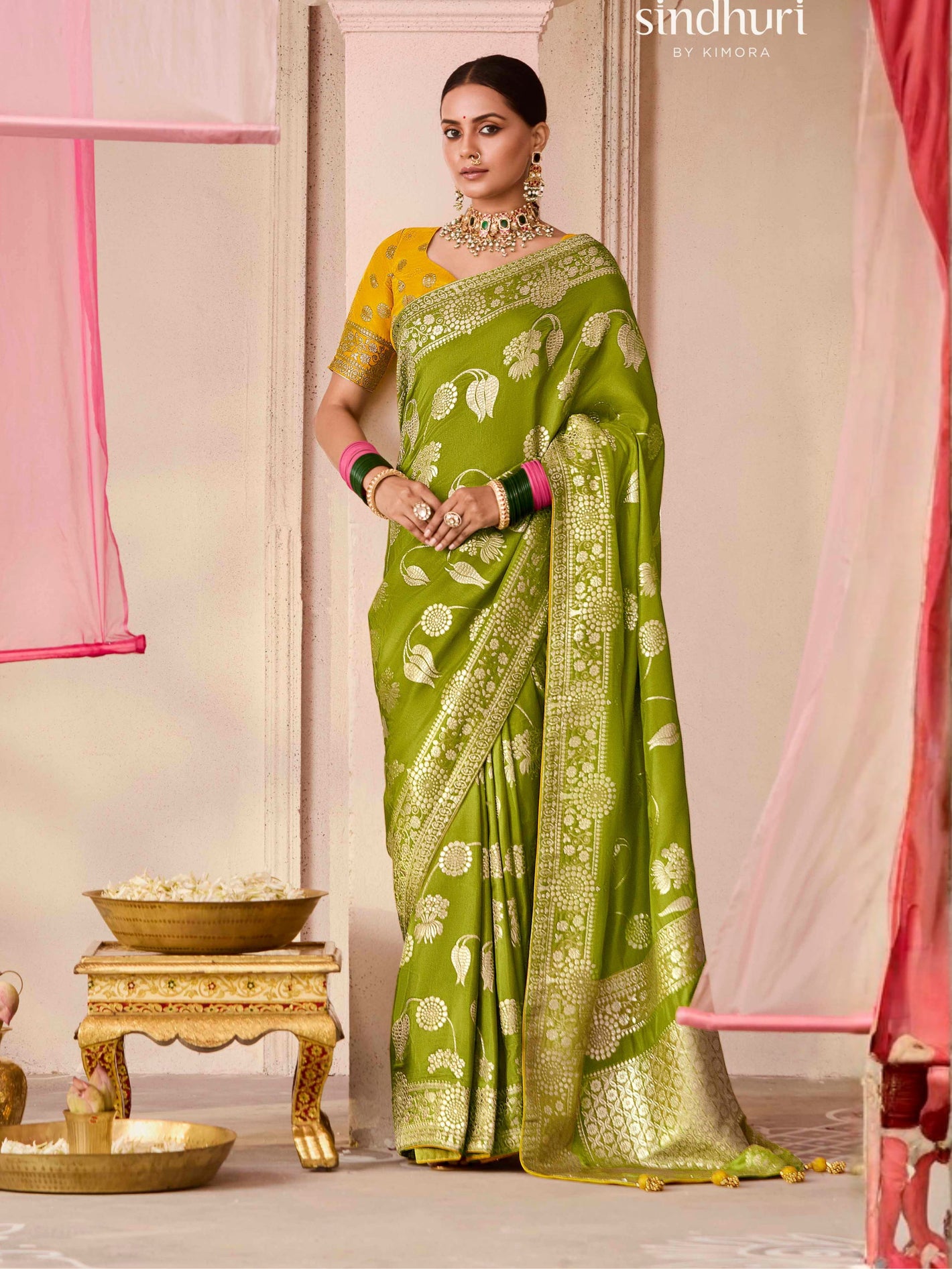 Mehendi Raga Dola Silk Saree