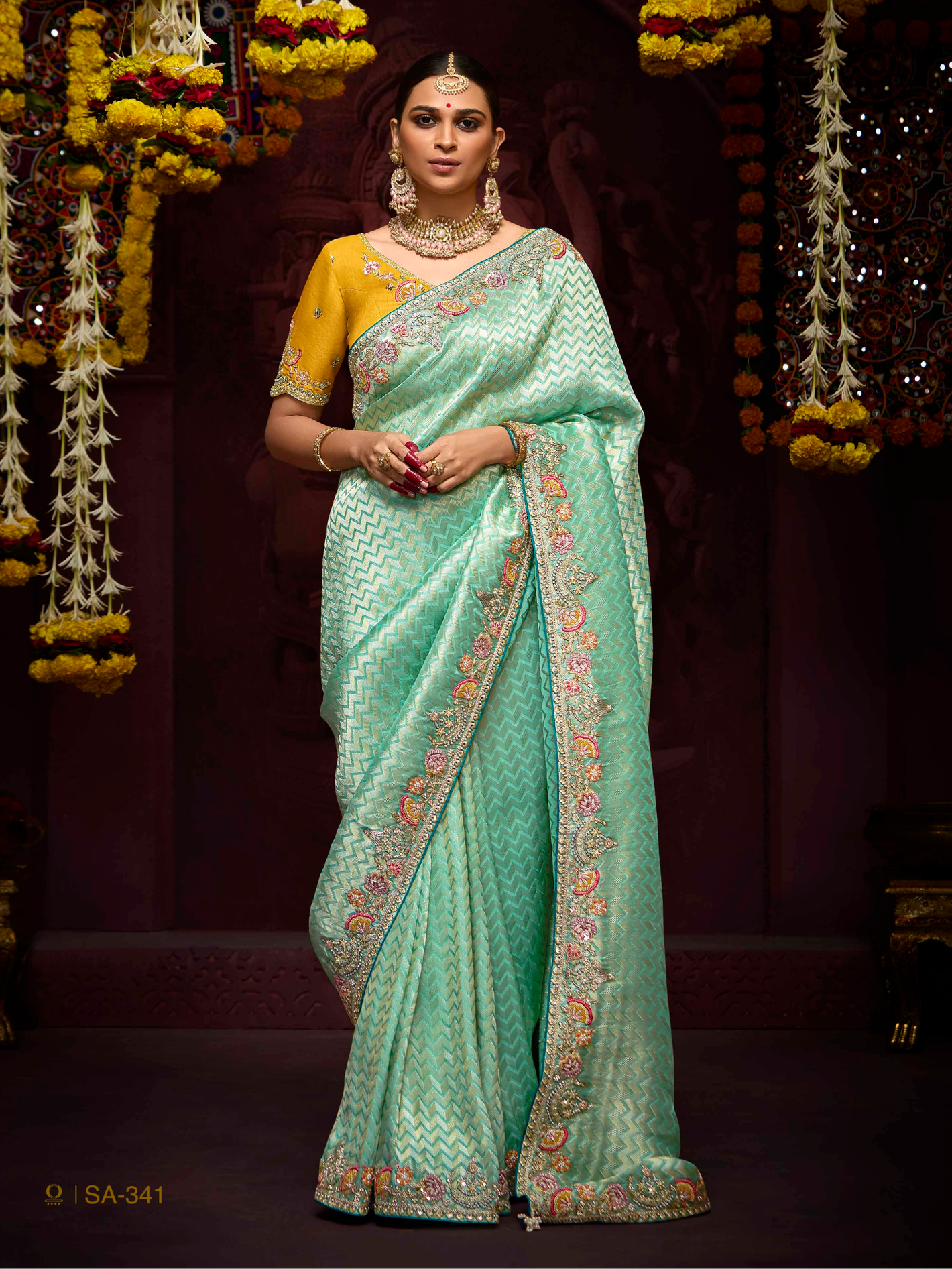 Saanjh  Banarasi Kanjivaram saree In light green
