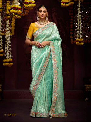 Sea Green Banarasi Silk Saree