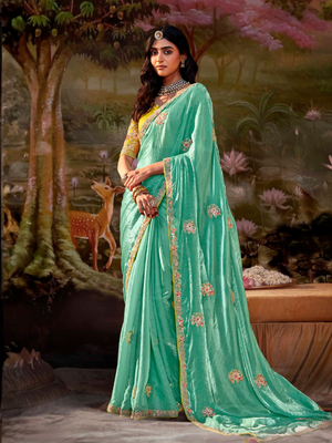 Vasanti chiffon saree in Sea green