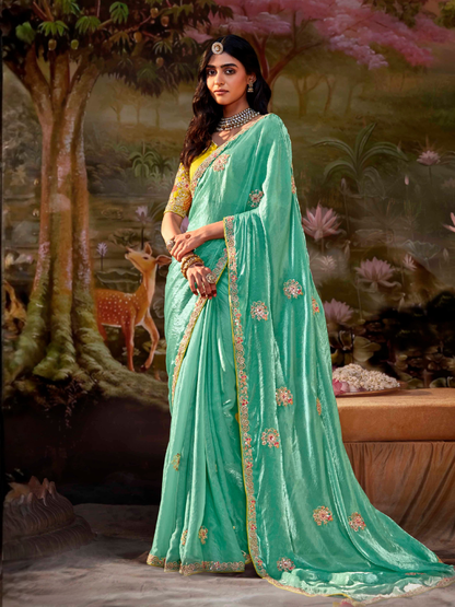 Vasanti chiffon saree in Sea green