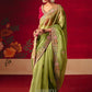 Naari Wedding perfect Tissue silk heavy border saree In Olive Green