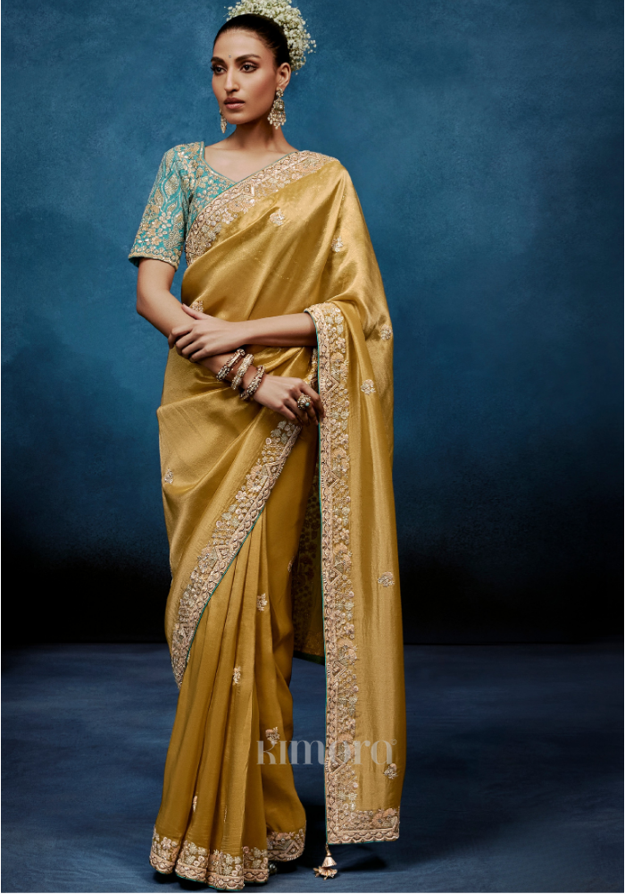 Kanakprabha Tissue Silk Saree Yellow