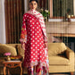 Kimora's Pure Muslin Floral Polka Rakhi Special Suit In Red