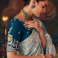 Premium Ice Blue Embroidered Silk Saree – Designer Wedding & Festive Wear
