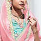 Peach Elegance – Pure Silk Saree with Crushed Texture & Multicolor Green Silk Blouse