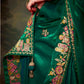 Green Silk Saree with Heavy Embroidery and Contrast Pink Blouse