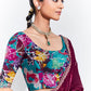 WINE SILK SAREE WITH VIBRANT FLORAL BLOUSE – A STATEMENT OF LUXURY