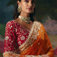 Sachika Tissue Silk Hand Embroidered Saree In Orange