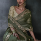 Rivaa Tissue  Silk Saree Olive Green