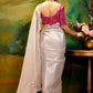Off-White Organza Saree with Red Blouse