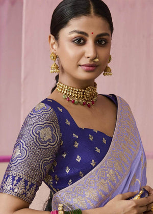 LAVENDER DOLA SILK SAREE - Kimora.in