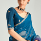 Shyam Raat Organza Tissue Saree In Navy Blue And Purple