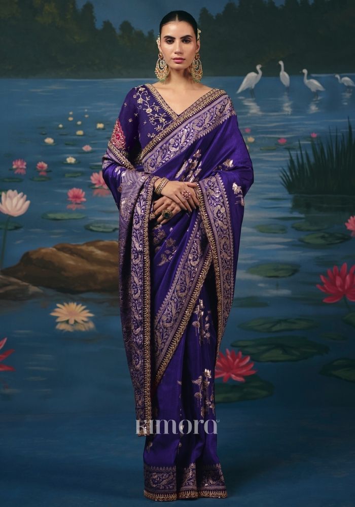 Indrani Weaving Handcrafted Saree In Rich Violet