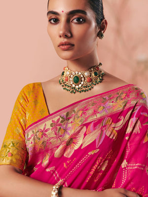 Pure Georgette Pink Bandhani Saree