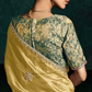 Golden Organza Silk Saree with Unstitched Floral Printed Blouse Fabric