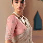 Beige Fancy Fabric Saree with Thread & Sequin Work and Peach Blouse