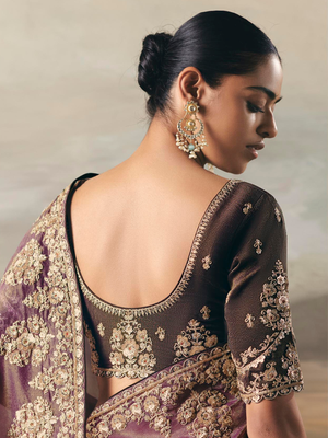 Purple Art Silk Saree with Embroidered Border