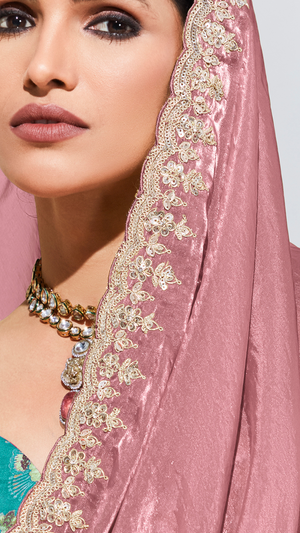 Pure Silk Saree with Crushed Texture & Multicolor Green Silk Blouse