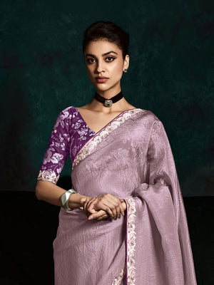 Lavanya Mauve Tissue Silk Saree In Lavender