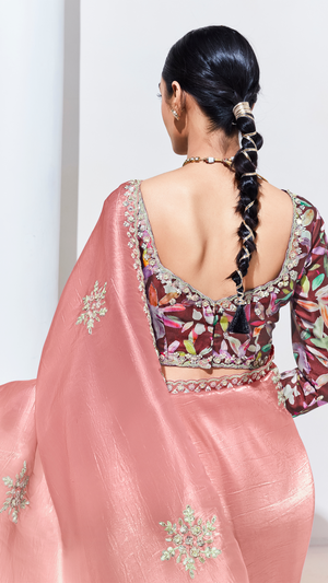 peach Dream – Elegant Peach Saree in Soft Silk Finish for Timeless Occasions