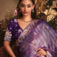 Purple Fancy Fabric Saree with Heavy Border Embroidery and Matching Blouse