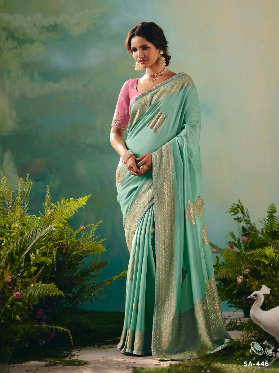 Aakashika Dola Silk Saree In Sea Green