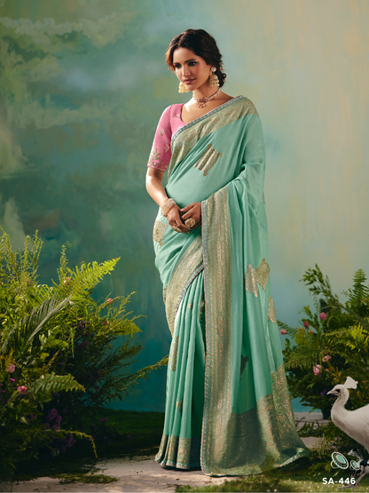 Aakashika Dola Silk Saree in sky blue