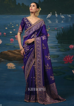 Indrani Weaving Handcrafted Saree In Rich Violet