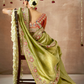 Olive Green Kanjivaram Silk Saree with Rust Blouse