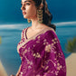 Magenta Pink Organza Tissue Silk Hand Embroidered Bridal Saree