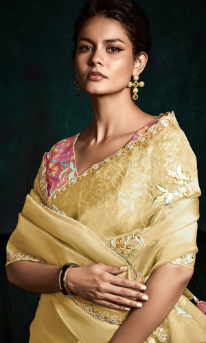 Yellow Designer Organza Saree: Effortless Elegance for Every Occasion