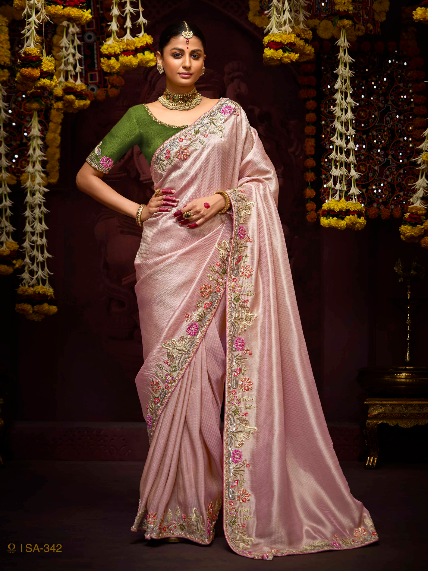 Ruhani Bagh Pure Banarasi Kanjivaram saree In Pink
