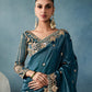 Teal Heavy Embroidery Saree with Blouse