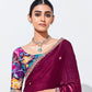 WINE SILK SAREE WITH VIBRANT FLORAL BLOUSE – A STATEMENT OF LUXURY