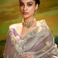 Sukoon Tulle Organza Silk Saree in Grey