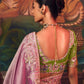 Premium Pink Silk Saree with Embroidered Green Blouse