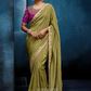 Haritangi Gadwal Tissue Saree Olive Green With Stitched Blouse