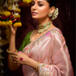Pink Banarasi Viscose Saree with See green Blouse