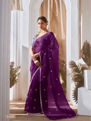 Purple Designer Organza Saree