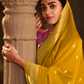 Mustard Yellow Pure Silk Saree With Golden Border and Designer Weaving Blouse